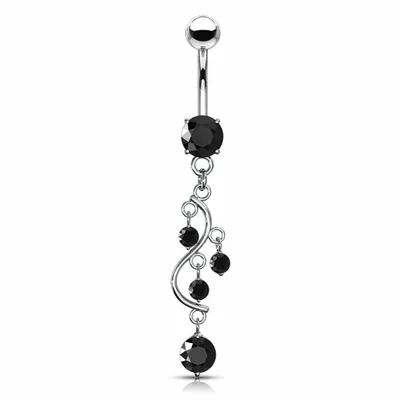 Classic Traditional Vine Prong Dangling Surgical Steel Belly Button Navel Ring
