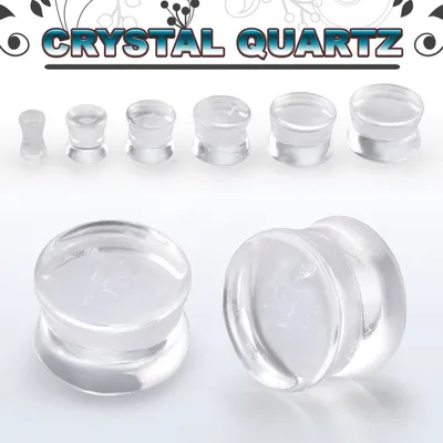 Clear Crystal Quartz Stone Double Flared Ear Plugs