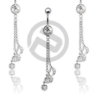 Clear Musical Treble Clef Dangle Belly Button Navel Ring