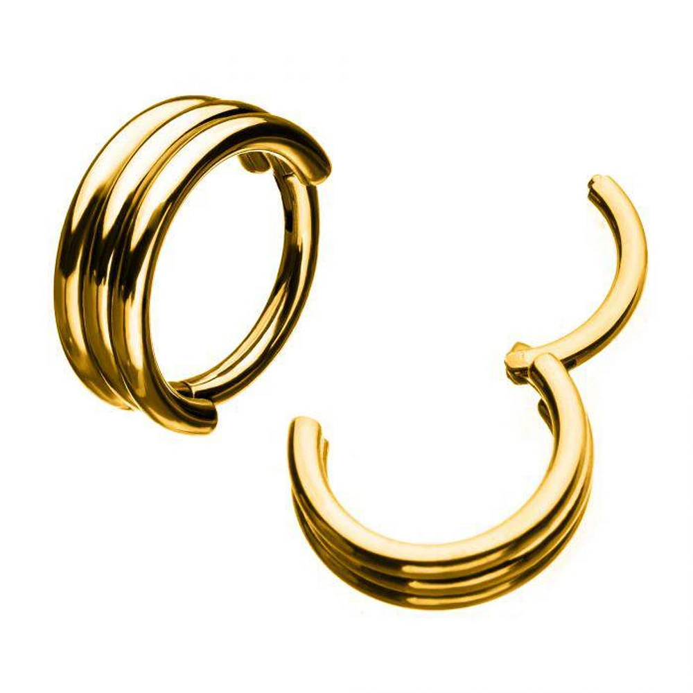 Gold Plated 316L Surgical Steel 3 Layer Easy Hinged Hoop