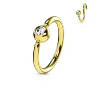 Gold Plated Surgical Steel Annealed Hoop with Front Facing Gem