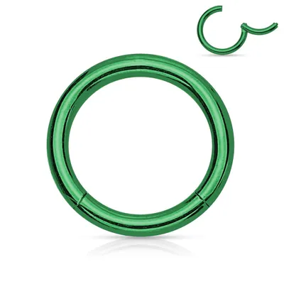 Green Surgical Steel Hinged CBR Helix Tragus Cartilage Septum Hoop Ring