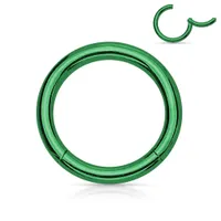 Green Surgical Steel Hinged CBR Helix Tragus Cartilage Septum Hoop Ring
