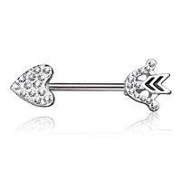 Heart & Arrow CZ Nipple Ring Barbell