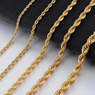 Gold PVD Stainless Steel Rope Chain