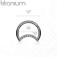 Implant Grade Titanium Crescent Moon White CZ Hinged Clicker Hoop Daith Cartilage Ring