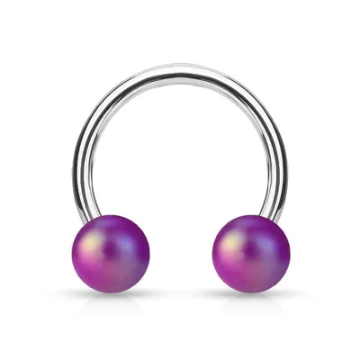 Matte Purple Acrylic Balls Surgical Steel Horseshoe