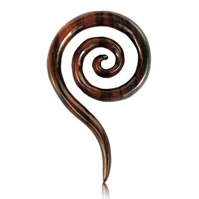 Organic Hand Carved Narra Wood Long Tail Super Ear Spirals