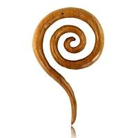 Organic Hand Carved Teak Wood Long Tail Super Ear Spirals