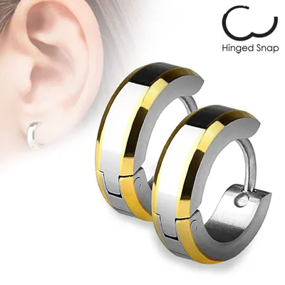 Pair of 316L Surgical Steel Gold Edge Hoop Earrings
