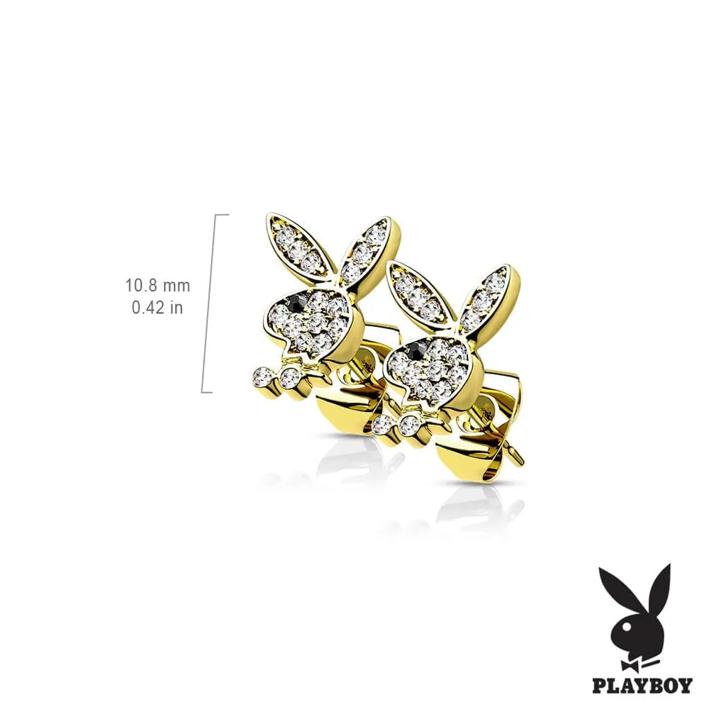 Pair of 316L Surgical Steel Playboy Aurora Borealis CZ Stud Earrings