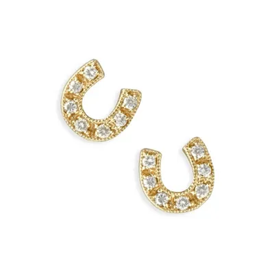 Pair of 925 Sterling Gold PVD Dainty Gold Horseshoe Minimal Earrings