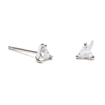 Pair of 925 Sterling Silver Dainty White CZ Triangle Gem Earrings  Minimal Earrings