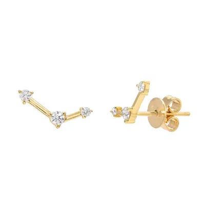 Pair of 925 Sterling Silver Gold PVD 3 Gem Constellation Ear Climber Minimal Earrings