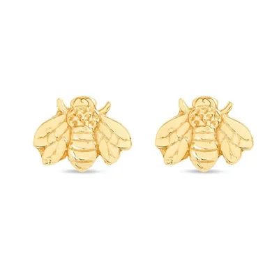 Pair of 925 Sterling Silver Gold PVD Bumble Bee Minimal Earrings