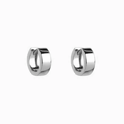 Pair Of 925 Sterling Silver Plain Thick Huggy Minimal Hoop Earrings