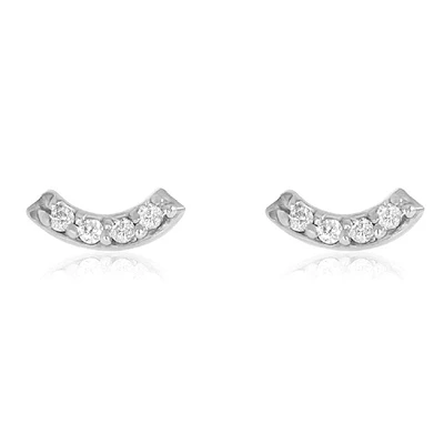 Pair of 925 Sterling Silver Gem Curve Minimal Earrings