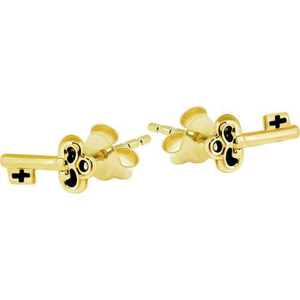 Pair of Gold Plated 925 Sterling Silver Key Earring Studs
