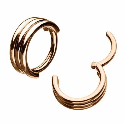 Rose Gold Plated 316L Surgical Steel 3 Layer Easy Hinged Hoop