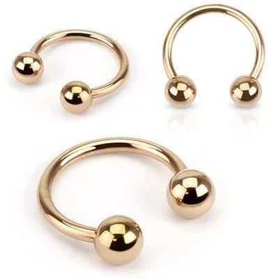 Rose Gold Plated Over Surgical Steel Horseshoe Barbell with Ball Ends