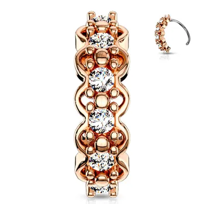 Rose Gold Plated Surgical Steel Easy Bend Multi Use Filigree White CZ Hoop