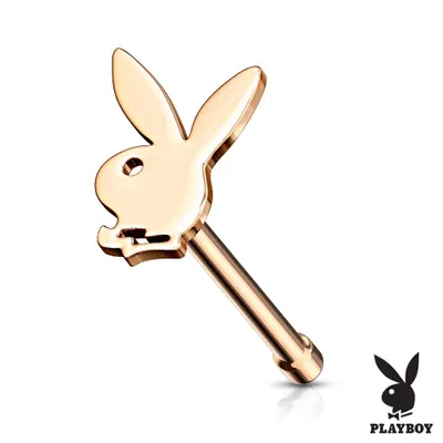 Rose Gold Plated Surgical Steel Playboy Bunny Ball End Nose Pin