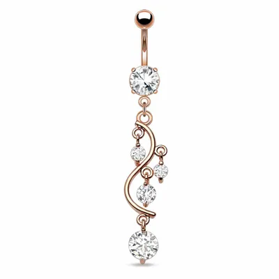 Rose Gold Plated Surgical Steel Vine Dangling Belly Ring