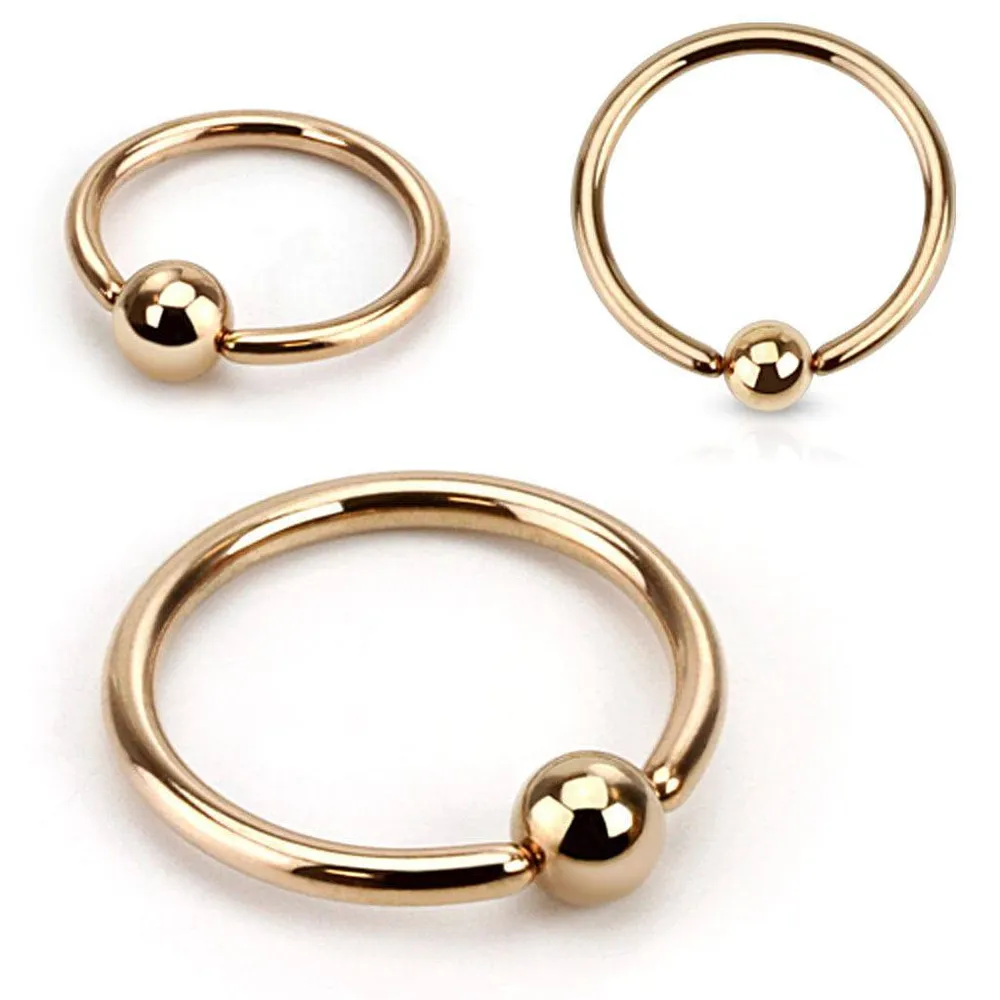 Rose Gold Surgical Steel Captive Bead Ring Hoop