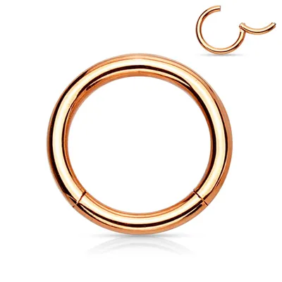 Rose Gold Surgical Steel Hinged Clicker CBR Helix Tragus Cartilage Septum Hoop Ring