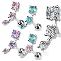 Surgical Steel 3 Consecutive Small to Large CZ Gem Droplet Cartilage Helix Ring