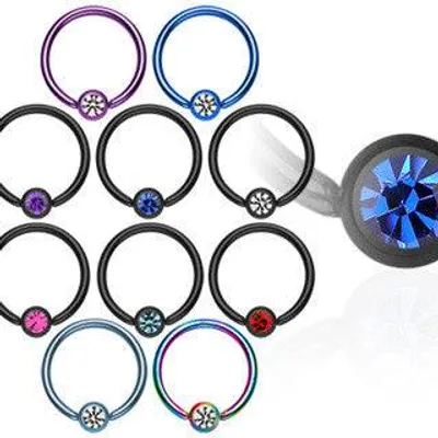 Surgical Steel Captive Bead Ring Hoop with Gem Ball