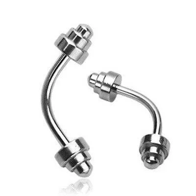 Surgical Steel Curved Barbell Tragus Cartilage Helix Ring with Dumbbell Ends