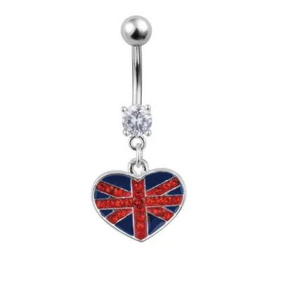 Surgical Steel England in a Heart Dangle Belly Button Navel Ring