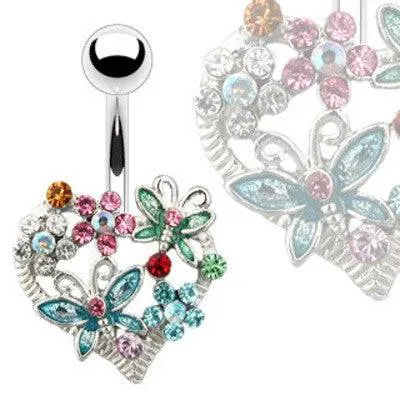Surgical Steel Floral Flower Butterfly Heart Design Belly Button Navel Ring