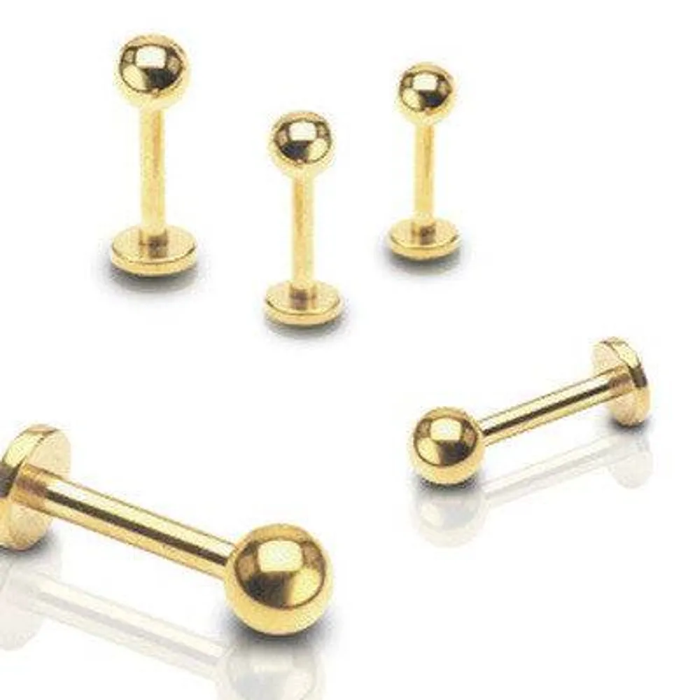 Surgical Steel Gold Plated Flat Back Cartilage Helix Tragus Monroe Ball End Ring