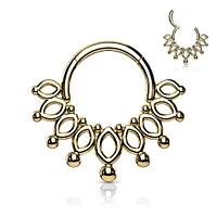 Surgical Steel Gold PVD Tribal Hinged Septum Ring Hoop Clicker