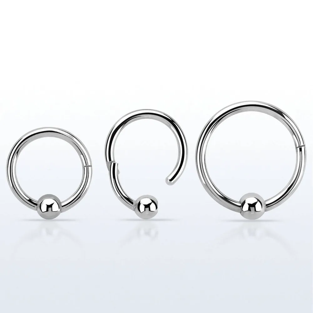 Surgical Steel High Polished Hinged Segment Fixed Ball CBR Hoop