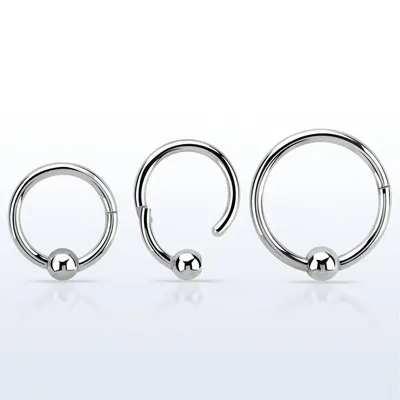 Surgical Steel High Polished Hinged Segment Fixed Ball CBR Hoop