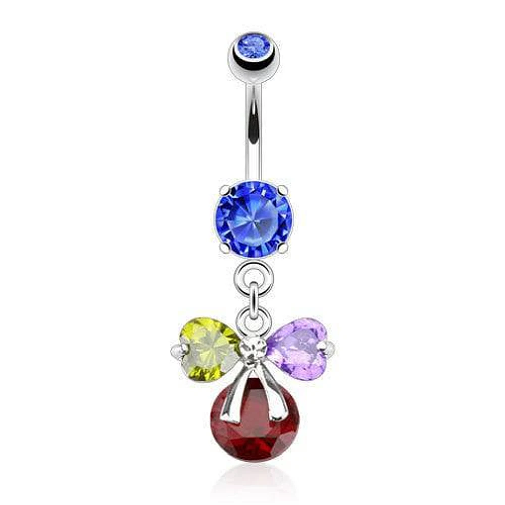 Surgical Steel Multi Colour Ribbon Dangle Belly Button Navel Ring