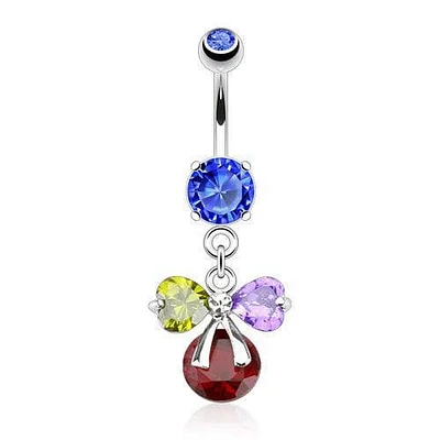 Surgical Steel Multi Colour Ribbon Dangle Belly Button Navel Ring
