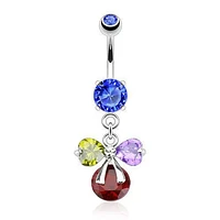 Surgical Steel Multi Colour Ribbon Dangle Belly Button Navel Ring