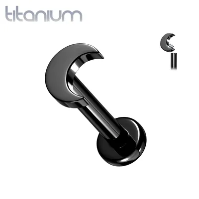 Internally Threaded Crescent Moon Black PVD Implant Grade Titanium Labret