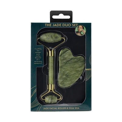 Jade Facial Roller and Gua Sha Set