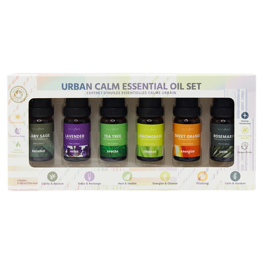 Urban Calm Essential Oil Set With Hemp Oil