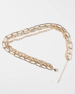 14K Plated Triple Linked Necklace