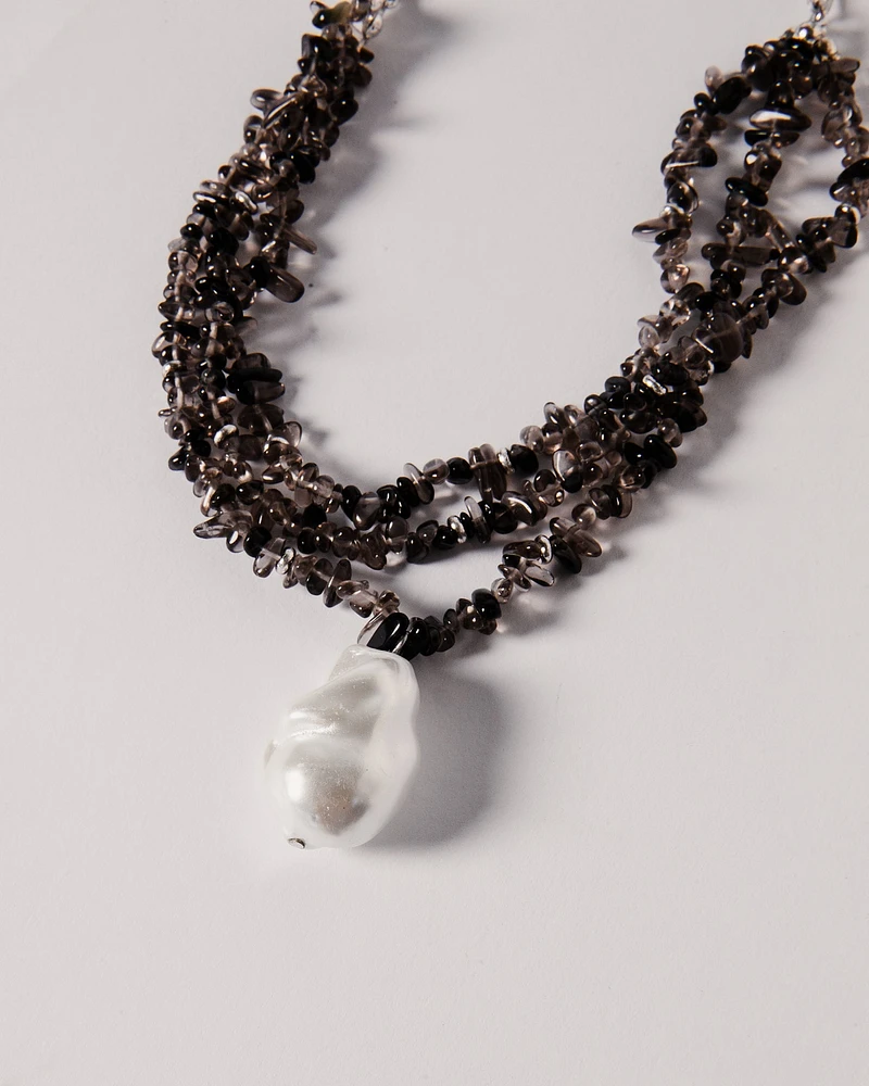 Blacky Pearl Stone Necklace