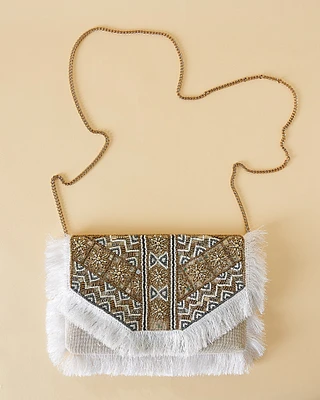 Fringes Straw Clutch