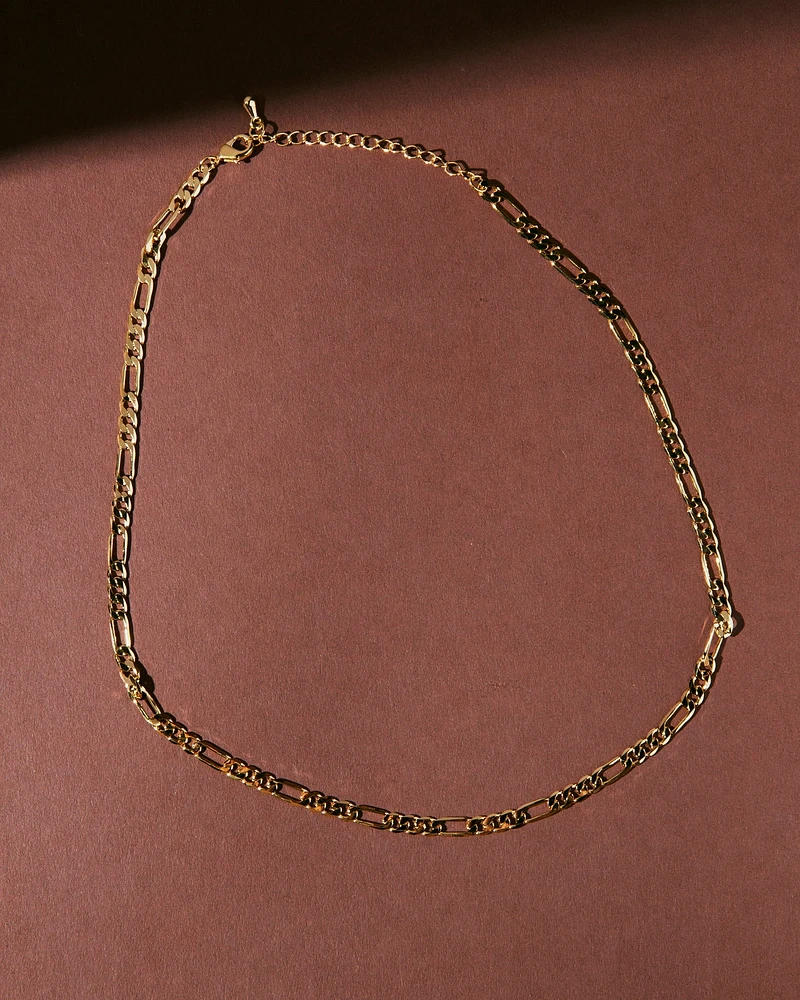 18K Plated Figaro Chain Necklace