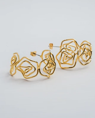 20K Plated Abstract Flower Hoops