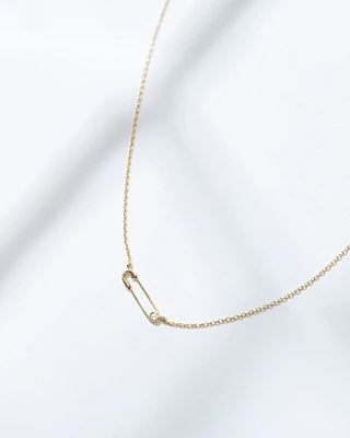 18K Plated Safety Pin Necklace